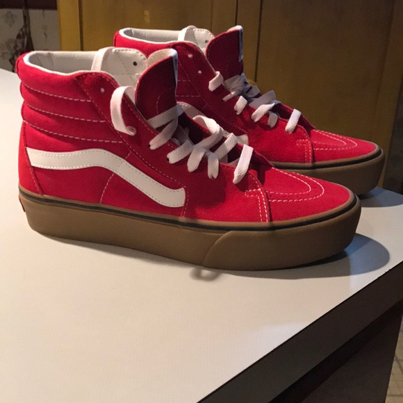 mens red vans high tops